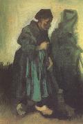 Vincent Van Gogh Peasant Woman Sweeping the Floor (nn04) oil painting on canvas